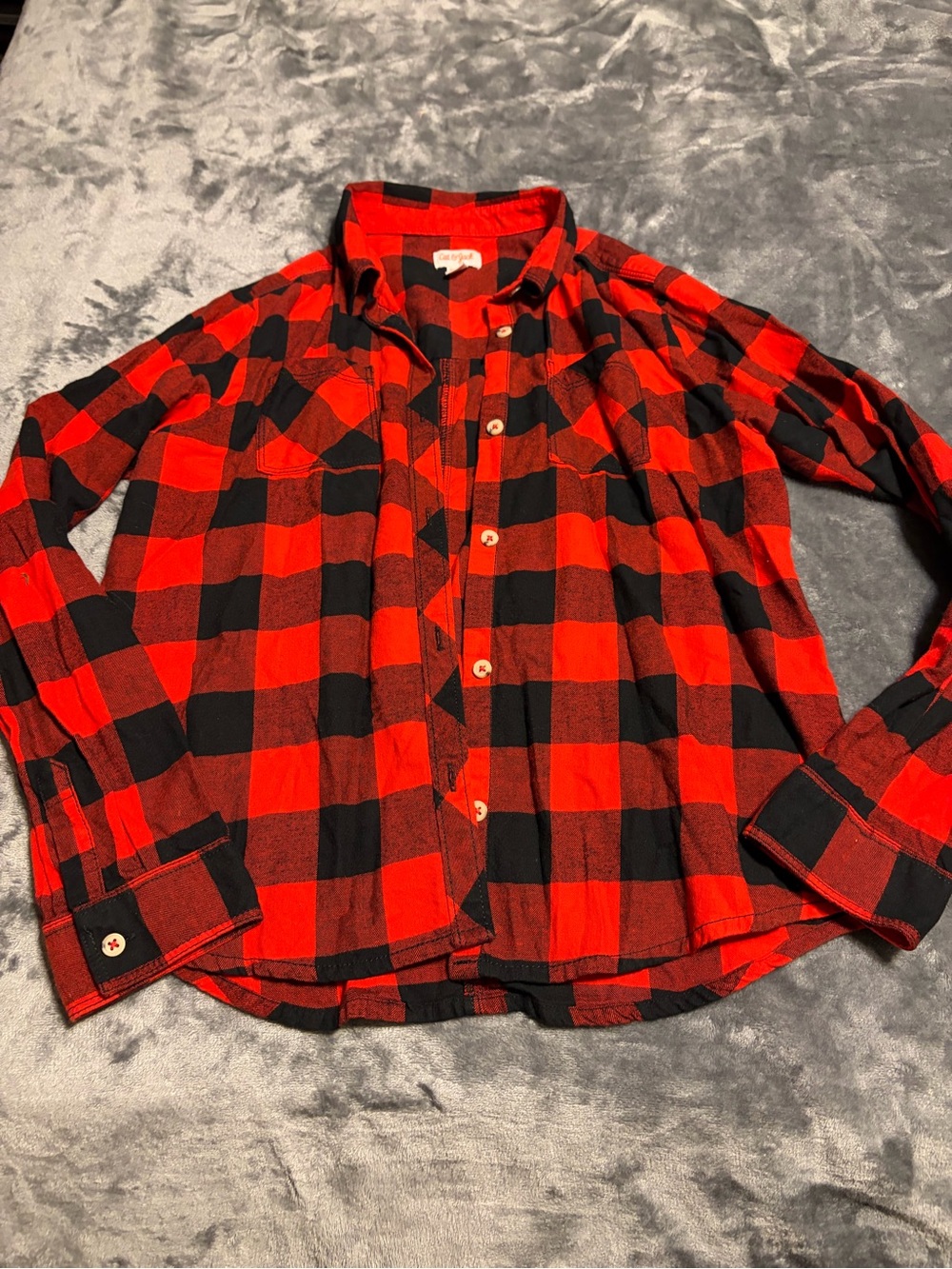 Cat & Jack Red and Black Plaid Button-Up Shirt